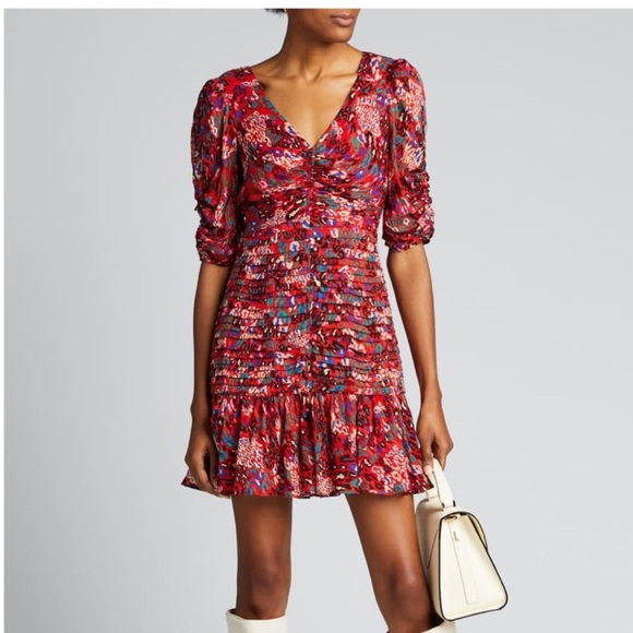 TANYA TAYLOR
Pansy Printed V-Neck Pintuck Dress size 8 - Picture 1 of 5